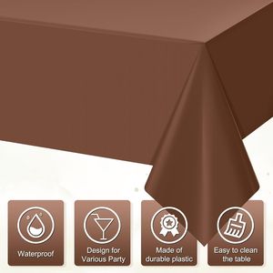 Set di 3 Tovaglie Monouso in Plastica Marrone, Impermeabili, per Tavoli Rettangolari, Copritavolo Color Cioccolato per l'Autunno e il Ringraziamento - Product Image 1