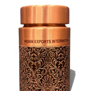 Bouteille en cuivre gravée classique de chez Indian exports international. (Cuivre pur certifié) - Product Image 3