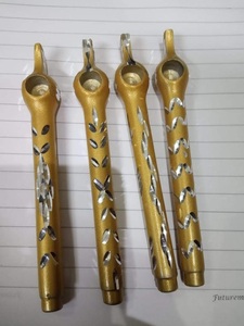 Juego de Pipas para Fumar de Metal Dorado, Forma Irregular Pulida, Grabadas a Mano, Pipas Medwakh Coleccionables para Dokha - Product Image 5