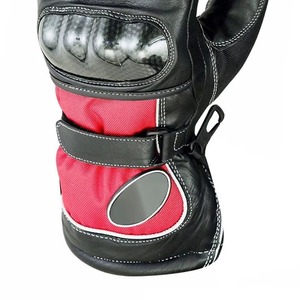 Leather Full Finger <b>Gloves</b> Winter Thermal Insulated Cycling Men Black <b>Red</b> Buckle Closure Hook Loop Closure Custom Riding - Product Image 6