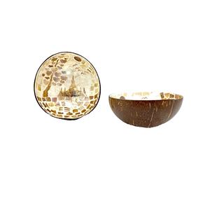 Bols de noix de coco fabriqués à la main du Vietnam de haute qualité couleur personnalisée jetable bol à salade décoratif sculpté fruits motif cuillère - Product Image 5