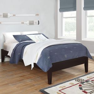 Letto matrimoniale con piattaforma in finitura Cappuccino, struttura in legno artigianale dal design elegante - Product Image 1