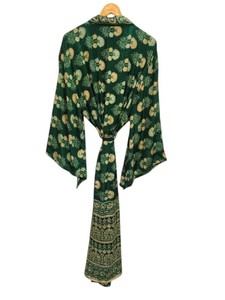 Festival Soft Ankle Length Silk Robe Multi Color Robe Night Wear Robe Indian Vintage Recycled Silk Sari <b>Kimono</b>, - Product Image 4