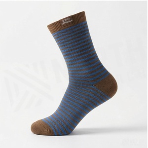 North Approach Crew <b>Socks</b> Striped Blue <b>Brown</b> Breathable Knitted for Adults Casual Daily Wear - Product Image 3