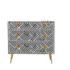 Indian Handmade Bone inlay Buffet Cabinet Optical Striped Pattern Bone For Living Room Decor Furniture By United Trade World