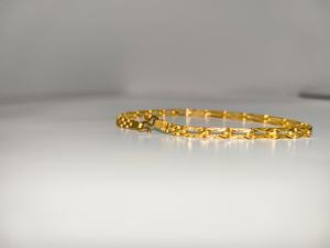 Bracelet authentique en or massif 22 carats, chaîne à maillons fantaisie, fermoir à crochet en S, bijoux fins modernes unisexes, accessoire à porter au quotidien - Product Image 4