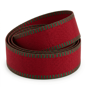 Cinta de grogrén navideña roja y verde de 25 mm de Neelkamal Industries, lazos decorativos tejidos para envolver regalos, festiva, 100 % poliéster - Product Image 2