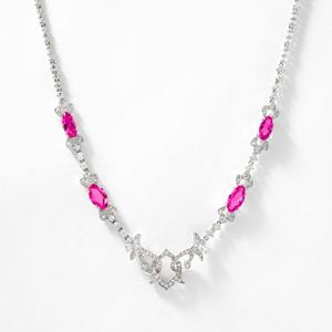 Collier moderne en or blanc 14 carats avec filigrane ouvert, diamant de laboratoire taille marquise 4,00 ct, certifié IGI, plaqué argent, élégant et luxueux - Product Image 1