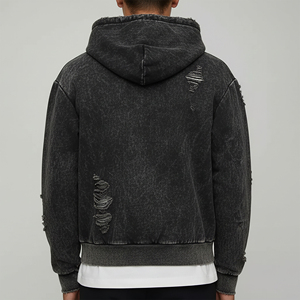 เสื้อครอปท็อปผ้าฟลีซเนื้อนุ่มคุณภาพสูงสั่งทำพิเศษ 100% ผ้าฝ้าย สำหรับฤดูหนาว ทรงโอเวอร์ไซส์ ซิปหน้า ลวดลายปักโลโก้แบบดิสเทรส - Product Image 2