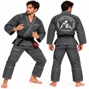Uniforme de Jiu Jitsu Brasileño (BJJ) Gris Personalizado, 450 GSM, Tejido Perlado, Kimono de Judo para Entrenamiento y Competencia de Artes Marciales, OEM ODM - Product Image 1