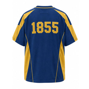 Sigma Chi 1855 T-shirt à manches courtes bleu et or pour homme avec bordure contrastée Coupe régulière Col rond Chemise décontractée en jersey - Product Image 6