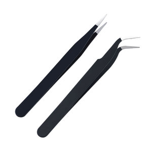 Pinzas para Pestañas de Acero Inoxidable con Punta de Fibra Especial, Punta Dentada de Precisión y Durabilidad, 10 mm de Longitud, Herramientas de Belleza para Pestañas - Product Image 1