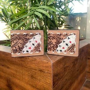 Porte-cartes de crédit en cuir usiné à la main avec blocage RFID et ensembles de portefeuilles Long Aces de créateur de luxe en cuir véritable - Product Image 4