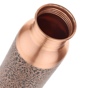 Bouteille d'eau en cuivre martelé 100% pur, 32 oz, design moderne, sac de transport en jute, écologique, portable, anti-fuite, pour la maison et l'extérieur - Product Image 3