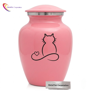 White Pet Cremation <b>Urns</b> Aluminium Metal <b>Cat</b> Memorial Funeral Jars with Heart Handcrafted Durable Keepsake Pet Casket Dog <b>Urns</b> - Product Image 4