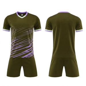 Conjunto de Uniforme de Fútbol con Cuello en V para Hombre, de Alta Calidad, Estampado, Manga Corta, Secado Rápido, Transpirable, Ligero y Cómodo - Product Image 3