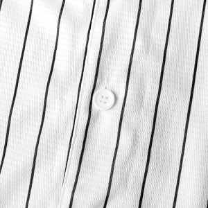 Classic White Pinstripe <b>Baseball</b> Jersey with Black Pinstripes Traditional Full Button Style Performance Apparel - Product Image 5