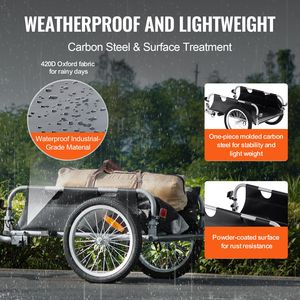 Carrello per Bicicletta Resistente con Capacità di Carico di 45 Kg, Rimorchio per Bici a Sgancio Rapido, Universale, Pieghevole e Compatto - Product Image 3