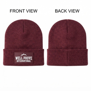 Gorro de acrílico personalizado con estampado completo, 260 GSM, gorro de invierno de cuatro paneles con parche tejido personalizado, unisex, ajustable - Product Image 4
