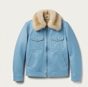 เสื้อแจ็คเก็ตหนังผู้ชายพร้อมปกขนสัตว์เทียมแบบซิป - Product Image 3