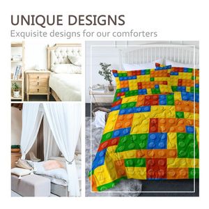 3pcs Funny Dot Building Blocks Comforter Set Colorful Thin Bedding Duvet Quilt <b>Queen</b> <b>Size</b> <b>Sheet</b> Pillowcase Duvet Cover for - Product Image 5