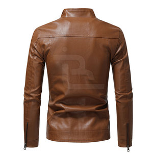 Veste d'hiver en cuir sur mesure, couleur unie, respirante, écologique, coupe-vent, streetwear pour homme - Product Image 2