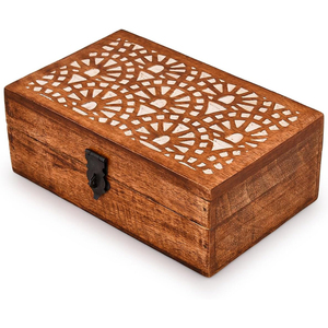 Premium Eco-Friendly Wooden Gift Box With Handcrafted <b>Wood</b> Ribbon Bow <b>Rustic</b> Decorative Keepsake Storage Box With Lid On Sale - Product Image 6