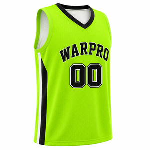 Camiseta de Baloncesto Personalizada WarpPro Verde con Cuello en V, Sin Mangas, de Malla, Unisex, para Adultos, Transpirable, con Nombre del Equipo Sublimado 00 - Product Image 3