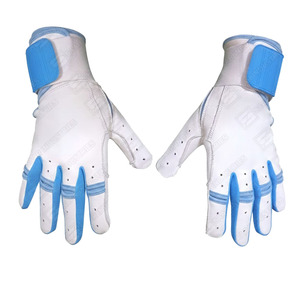 Gants de baseball en cuir bleu et blanc sur mesure professionnels manchette longue avec caractéristique réglable nouvelle conception gants de frappe - Product Image 6