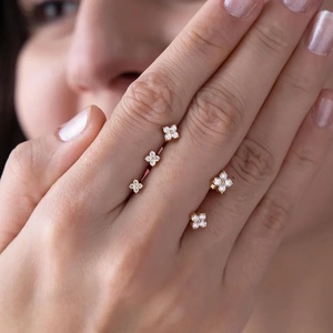 Pendientes de Oro Sólido de 14k/18K con Diseño de Trébol de Cuatro Hojas, Joyería Fina al por Mayor, con Diamantes de Laboratorio, Regalo para Mujer - Product Image 2