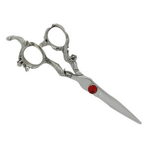 Ciseaux de coiffure professionnels de qualité supérieure, couleur argent, vis rouge, acier inoxydable, pour droitiers, taille moyenne, poignée ergonomique - Product Image 3