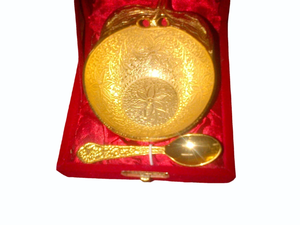 Premium Gold Finish Apple Bowl With <b>1</b> Spoon Elegant Decorative Bowl <b>For</b> Dining Wedding And Festive <b>Gifting</b> - Product Image 2