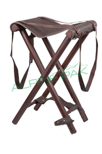 Outdoor Durable Hunting Wooden Tripod Stool with Leather Seat for Shooting and Hiking Walks - Product Image 3