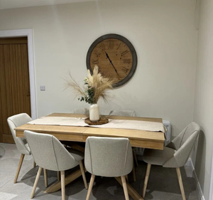 Ensemble de table à manger moderne en teck massif avec chaises rembourrées et design à base croisée pour salle à manger, maison, villa, restaurant - Product Image 5