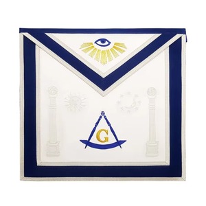 Cinturón Masónico de la Logia Azul con Sol, Luna y Pilares, Terciopelo Étnico, Todos los Accesorios Masónicos MAP-0109 - Product Image 1
