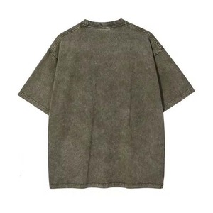 เสื้อยืดลำลองผู้ชายสไตล์วินเทจ ล้างสีแบบแอซิด ผ้าฝ้ายระบายอากาศดี ทรงหลวมไหล่ตก พิมพ์ลายได้ตามสั่ง แขนสั้น - Product Image 6