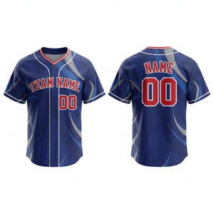 Camiseta de Béisbol Personalizada de Alta Calidad, Transpirable, de Secado Rápido, 100% Poliéster, Sublimación, Impresión por Transferencia de Calor, Cuello en V, Manga Corta - Product Image 5