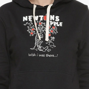 Sweat-shirt à capuche noir pour femme avec imprimé pomme New York, en coton décontracté, coupe classique, logo frontal, pour l'automne - Product Image 6