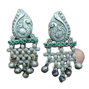 ARTS JEWELS Pendientes Étnicos de Jade con Baño de Plata Antigua para Mujer, Regalo de Aniversario - Product Image 1