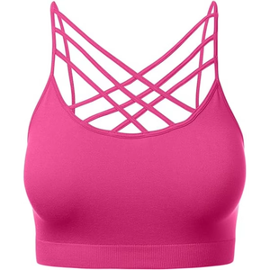 Women Custom <b>Strappy</b> Cross Back Sports Bra Padded Yoga Gym Fitness Workout Activewear <b>Top</b> Wholesale OEM Athletic Training Bra - Product Image 1
