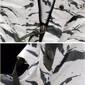 Chaqueta Impermeable Unisex para Esquí y Snowboard, Color Blanco Gris Carbón, Estampado de Rayas de Tigre, Forro Polar, Capucha, Abrigo de Invierno, Logotipo Personalizado - Product Image 2