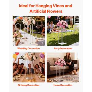 10 pièces, support de présentation floral en acrylique laminé de 19,69 pouces, support de fleurs de mariage, support de centre de table pour fête et anniversaire, décoration de la maison - Product Image 6