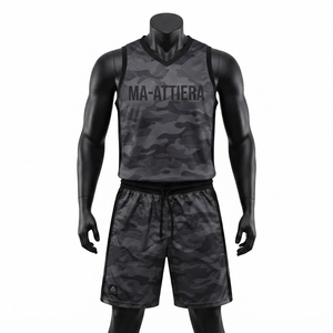 Custom Black <b>Camo</b> Basketball Jersey and <b>Shorts</b> Set Breathable Mesh Sports Uniform - Product Image 3
