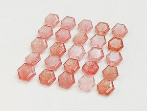 หินควอตซ์สตรอเบอร์รี่ทรงหกเหลี่ยมเจียระไน ขนาด 6*6 มม. 8*8 มม. 10*10 มม. 1*11 มม. 12*12 มม. 4*14 มม. อัญมณีธรรมชาติ 100% - Product Image 2