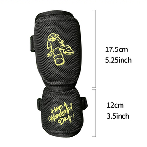 Protector de Codo de Malla Negra con Estampado Amarillo de Dibujos Animados y Texto 'Have A Wonderful Day', Equipo de Protección Deportiva para Adultos - Product Image 6