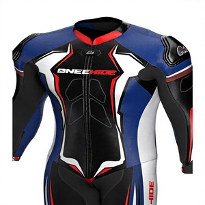 Traje de cuero prémium para hombre, mono de moto de una pieza para carreras con protectores, ideal para el día de pista, con joroba - Product Image 1