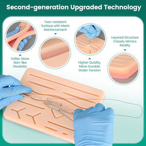 Kit d'entraînement à la suture réutilisable de qualité supérieure pour fournisseurs : Outils en acier inoxydable, coussinets en silicone durables avec plaies pré-découpées - Product Image 4