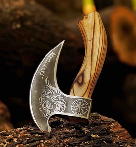 Tomahawk Hatchet Forged Steel Blade Wood <b>Handle</b> Survival <b>Axe</b> Viking Style Engraved Dragon Design - Product Image 2