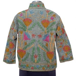 Blouson Bomber en Coton 100% Motif Floral Hiver/Été Multi-saison Broderie Suzani TNT Design Dessiné à la Main Écologique - Product Image 1