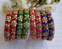 Bracelets en fil de soie indien multicolores, bracelets Kundan, bracelets à la mode, cadeaux de mariage, cadeaux de retour, cadeaux Haldi Mehndi Shagun
